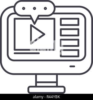 Video lessons line icon concept. Video lessons vector linear illustration, symbol, sign Stock Vector