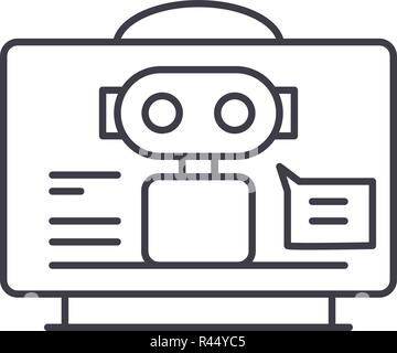 Virtual assistant line icon concept. Virtual assistant vector linear illustration, symbol, sign Stock Vector