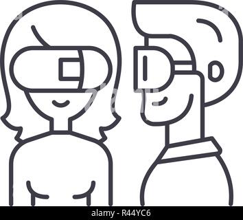 Virtual glasses line icon concept. Virtual glasses vector linear illustration, symbol, sign Stock Vector