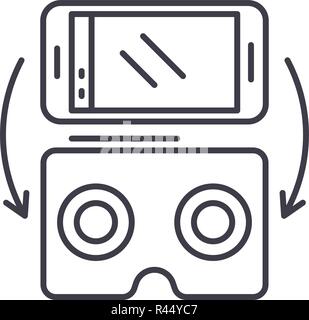 Virtual glasses for gadgets line icon concept. Virtual glasses for gadgets vector linear illustration, symbol, sign Stock Vector