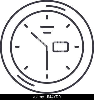 Wall clock line icon concept. Wall clock vector linear illustration, symbol, sign Stock Vector