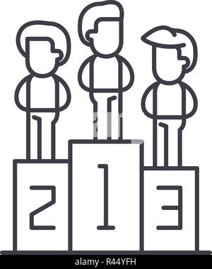 Winning team line icon concept. Winning team vector linear illustration, symbol, sign Stock Vector
