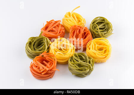 different pasta in three colors Stock Photo