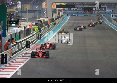 25th November 2018, Yas Marina, Abu Dhabi, United Arab Emirates; Etihad Airways Formula 1 Grand Prix of Abu Dhabi, race day; Scuderia Ferrari, Sebastian Vettel Stock Photo