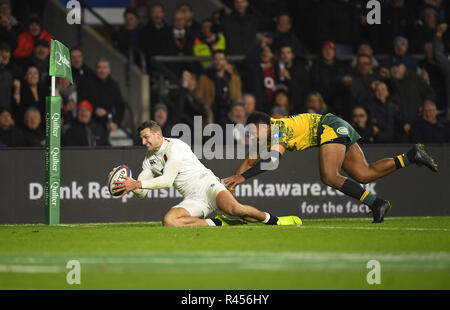 London, England, UK. 25th Nov, 2018. England's Jonny May seen in action during the England v Australia Quilter Internationals at the Twickenham in London. Credit: Graham Glendinning/SOPA Images/ZUMA Wire/Alamy Live News Stock Photo