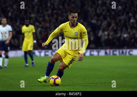 London, UK, 24 November 2018. London, UK, 24 November 2018. Eden Hazard of Chelsea in action. EPL Premier League match, Tottenham Hotspur v Chelsea at Wembley Stadium in London on Saturday 24th November 2018.  this image may only be used for Editorial purposes. Editorial use only, license required for commercial use. No use in betting, games or a single club/league/player publications . pic by Steffan Bowen/Andrew Orchard sports photography/Alamy Live news