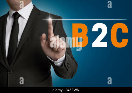 b2c touchscreen of businessman operated concept Stock Photo