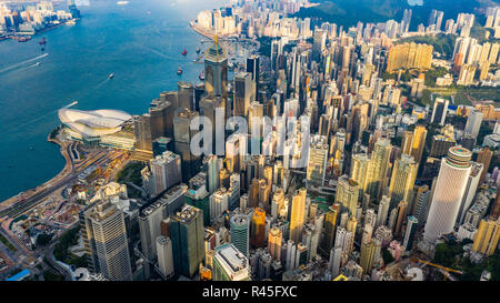 Aerial view of Wan Chai and Causeway Bay, Hong Kong Stock Photo