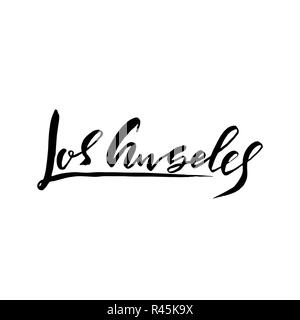 Los Angeles Hand Written Lettering for Card, Flat Clip Art Modern Brush  Calligraphy. Isolated on Background Stock Illustration - Illustration of  flat, label: 135636794