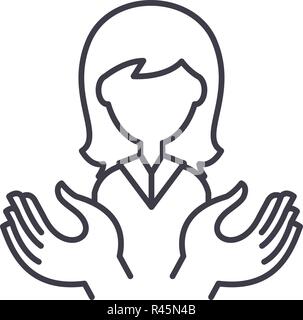 Womens support line icon concept. Womens support flat vector symbol ...