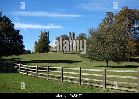 View of Ely Cathedral from Cherry Hill Park, Ely, Cambridgeshire Stock Photo