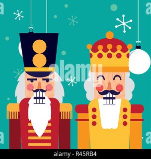nutcrackers toys over background, colorful design, vector illustration Stock Vector