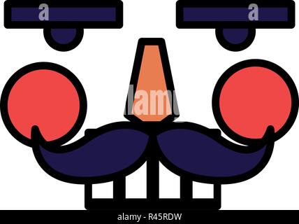 Face of nutcracker with mustache over white background, vector