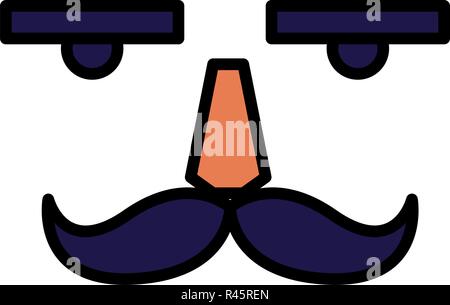 Face of nutcracker with mustache over white background, vector