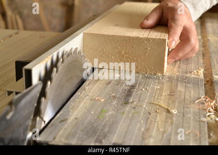 saw in an old carpentry where you still work by hand Stock Photo