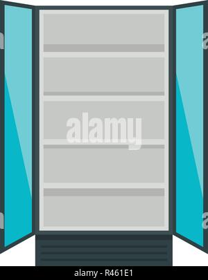 Open commercial fridge icon. Flat illustration of open commercial fridge vector icon for web isolated on white Stock Vector