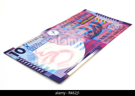 10 Hong Kong dollar bank note. Hong Kong dollar is the national currency of Hong Kong Stock Photo