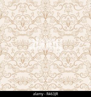 Vintage Flourishes Seamless Pattern in Italian style for Wallpaper, Scrapbooking design, wrapping gift Paper. Vector Floral Repeat Illustrationr ready for Print Stock Vector