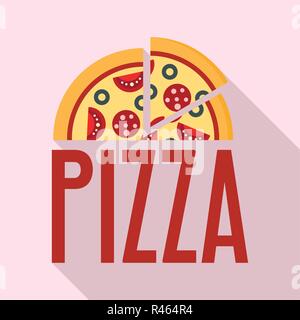 Fresh pizza logo. Flat illustration of fresh pizza vector logo for web design Stock Vector