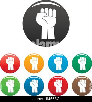 Fist up icons set 9 color vector isolated on white for any design Stock Vector