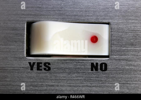 Yes-no switch selector from and old electronic device, close-up Stock Photo
