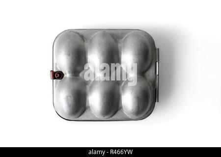 Steel eggs box storage isolated on w white background Stock Photo