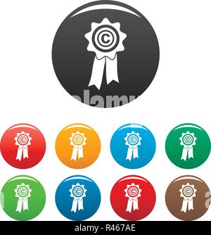 Brand emblem icons set 9 color vector isolated on white for any design Stock Vector