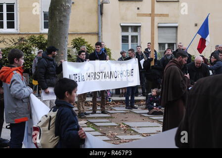 Far right activists protest supposed Christianophobia, Lyon, France Stock Photo