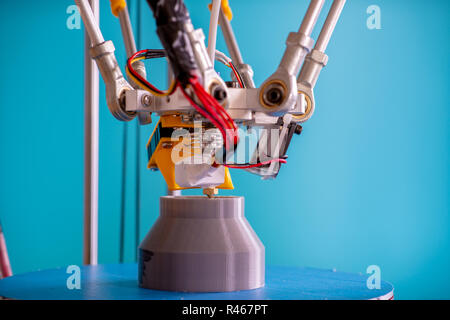 Print parts on a delta 3D printer in industrial lab Stock Photo