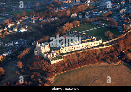 Aerial photograph of Bolsover Castle in Bolsover near Chesterfield, Derbyshire UK Stock Photo