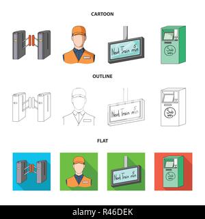 Mechanism,electric ,transport, and other  icon in cartoon,outline,flat style. Pass, public transportation icons in set collection Stock Vector