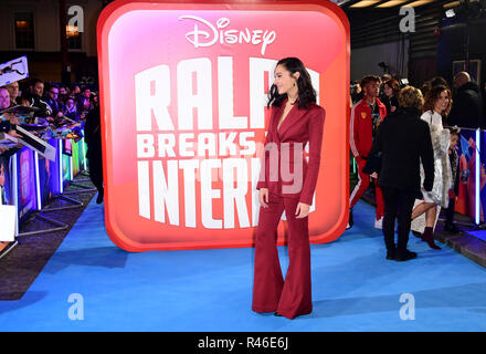 Gal Gadot attending the Ralph Breaks the Internet european premiere held at Curzon Mayfair, London. Stock Photo