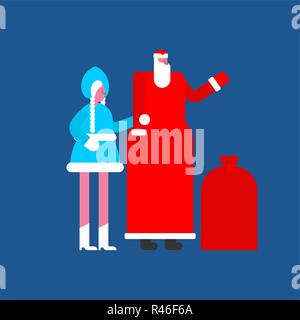 Father frost and Snow Maiden. Russian Santa Claus. Traditional New Year in Russia Stock Vector