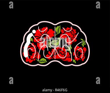 Human brain with pink flowers illustration Stock Vector Image & Art - Alamy