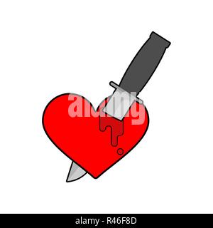 Knife in heart Isolated. Kill love symbol. Vector illustration Stock Vector