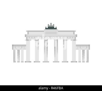 Brandenburg Gate pixel art. Berlin landmark 8 bit. Germany showplace Pixelate 16bit. Old game computer graphics style Stock Vector