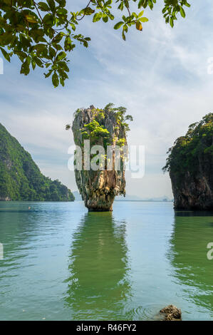 Landscape of James Bond island Phang-Nga bay, near Phuket Thailand on a sunny day with a few clouds during summer time Stock Photo