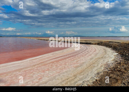 Salt flats at Mesologi, Greece Stock Photo