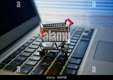 Concept of online shopping via computer. Stock Photo