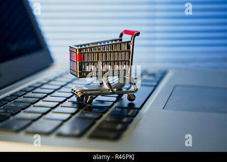 Concept of online shopping via computer. Stock Photo