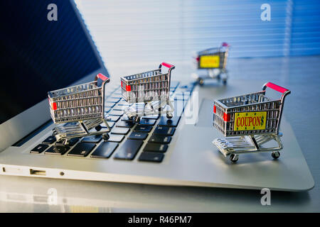 Concept of online shopping via computer. Stock Photo