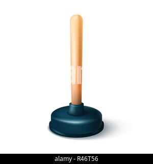 Realistic 3d plunger icon on the white background with shadow. Stock Vector