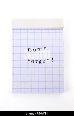 notepad do not forget Stock Photo