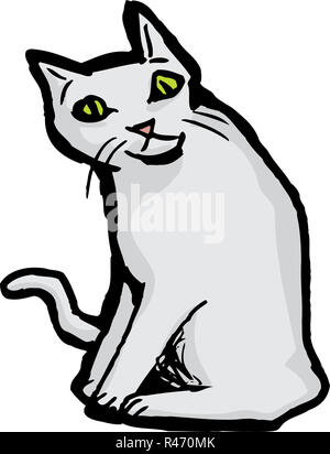 Cartoon Cat Over White Stock Photo