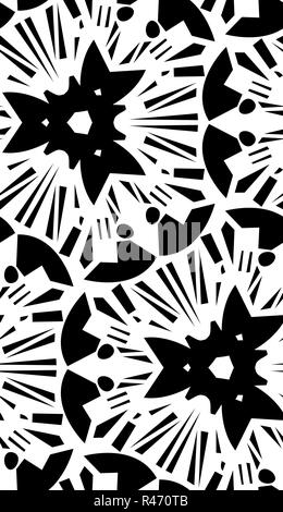 Black Starburst Seamless Pattern Stock Photo