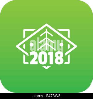 Retro christmas tree icon green vector Stock Vector