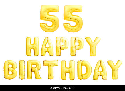 Happy 55th birthday gold balloon greeting background. 3D Rendering ...