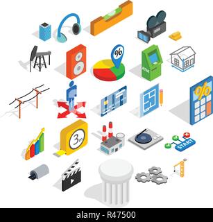 Shooting icons set, isometric style Stock Vector