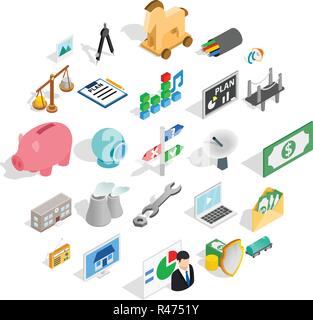 Cabling icons set, isometric style Stock Vector