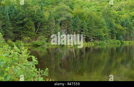 Crawford Notch State Park, NH, Hart's Location, New Hampshire. Quiet pond with mountains in background. Rugged wilderness and beauty in Northern, NH Stock Photo